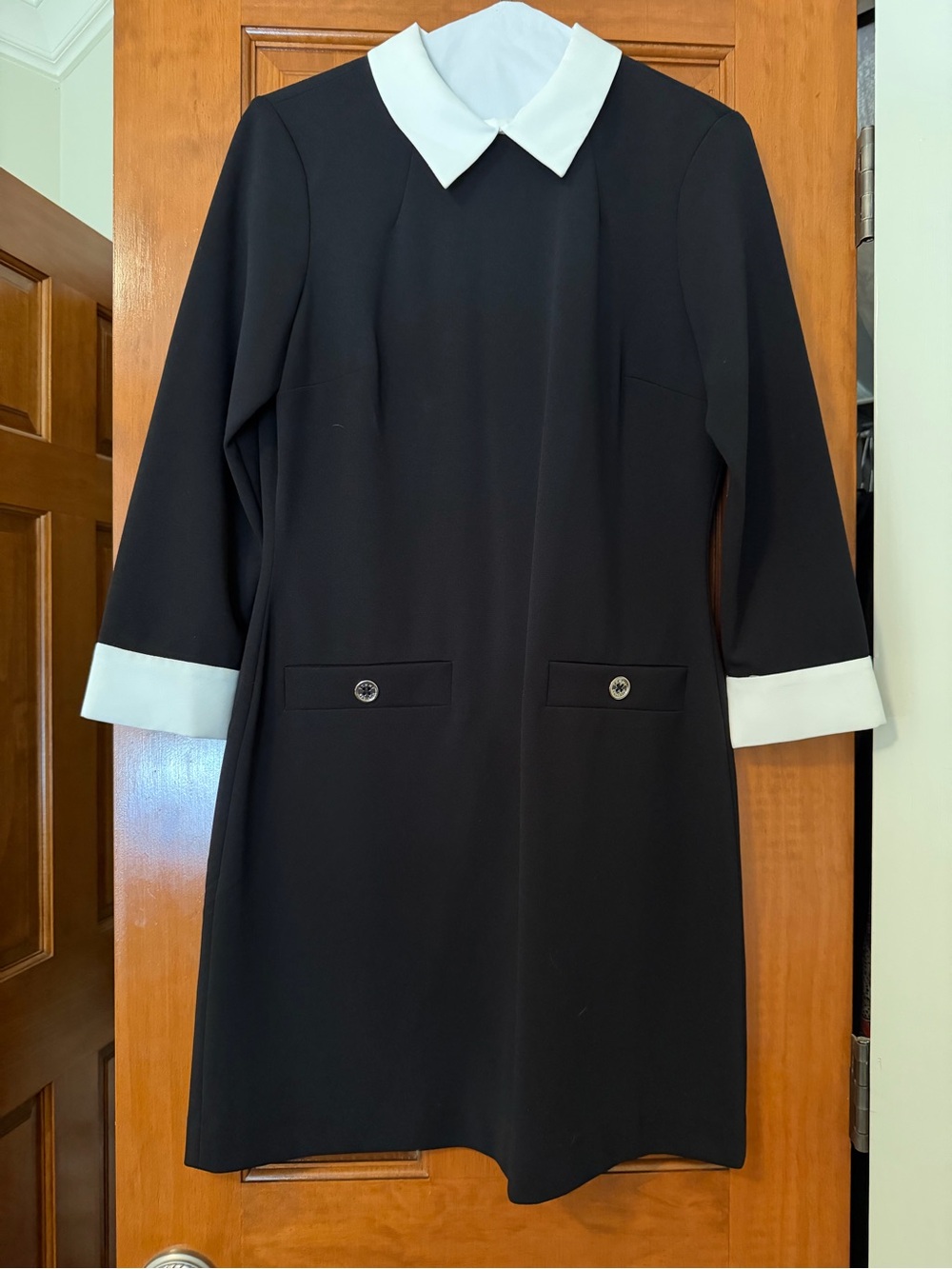 Tommy Hilfiger Black Dress with White Collar and Cuffs